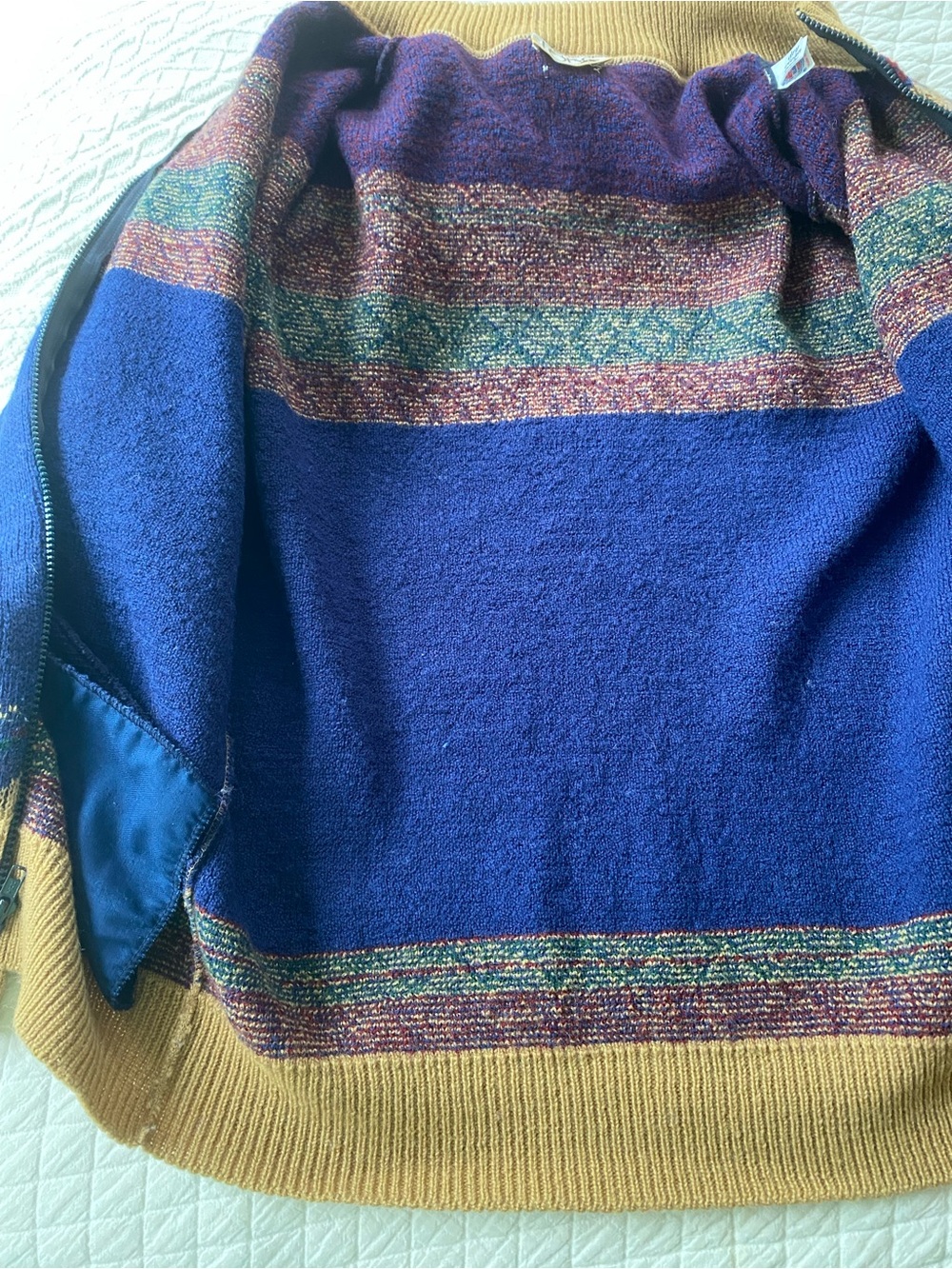 Vintage Pendelton Lobo Zip Virgin Wool Men's Sweater Fair Isle Union Made Retro - Picture 11 of 14